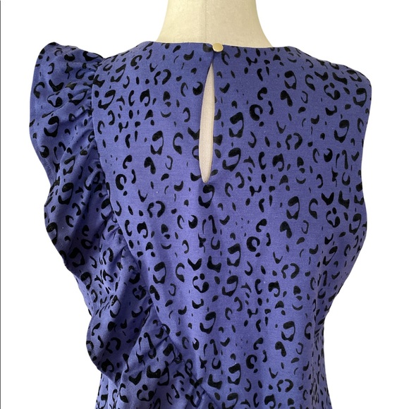 Tyler Boe Purple & Black Leopard Animal Print Asymmetrical Ruffle Tank Top - M - Picture 7 of 13